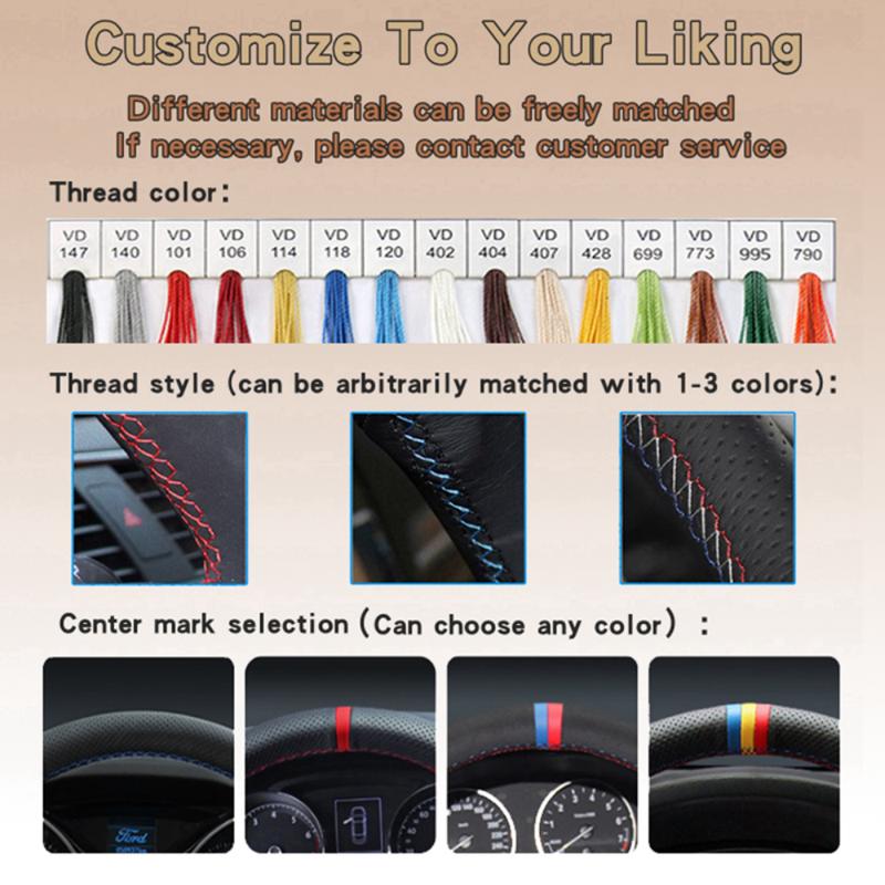 For Mitsubishi Lancer X10 Outlander ASX Pajero Sport 2006-2016 Breathable Leather Steering Wheel Cover Car Interior Accessories