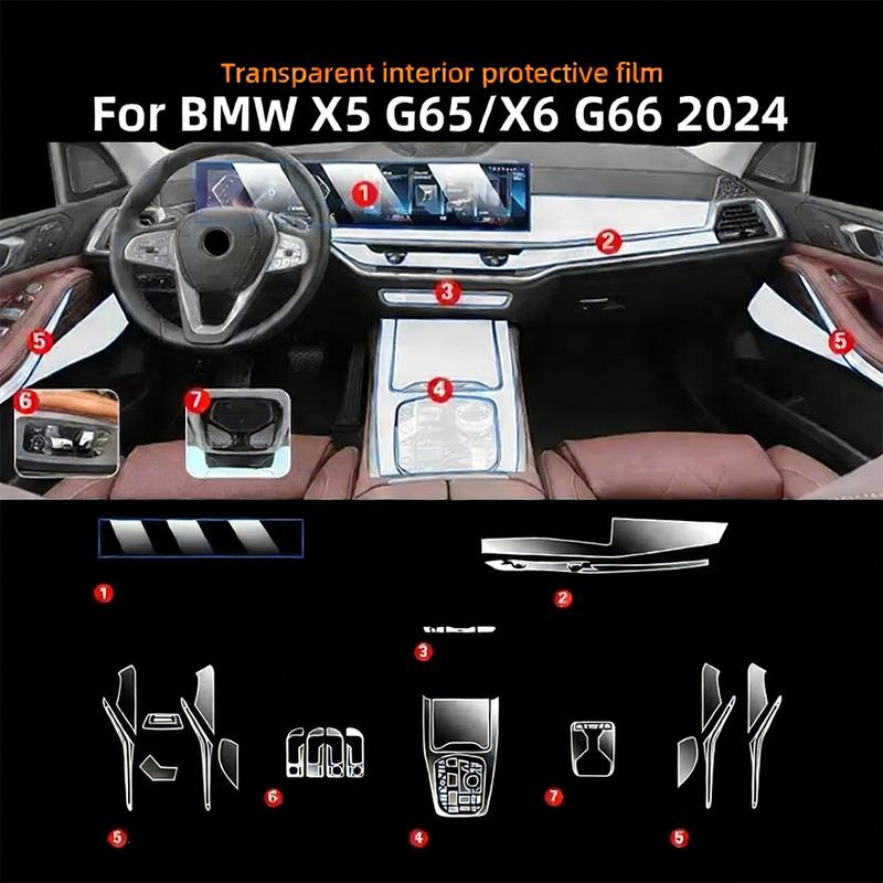Car Interior TPU Protector Anti-scratch Film For BMW X5 X6 2024-2025 Auto Protective Transparent Anti-tear Stickers Accessories