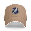 Night Owl Shield Logo Baseball Cap Black with White Trim and Blue Crest Design for Unisex and Women Casual Streetwear Hat