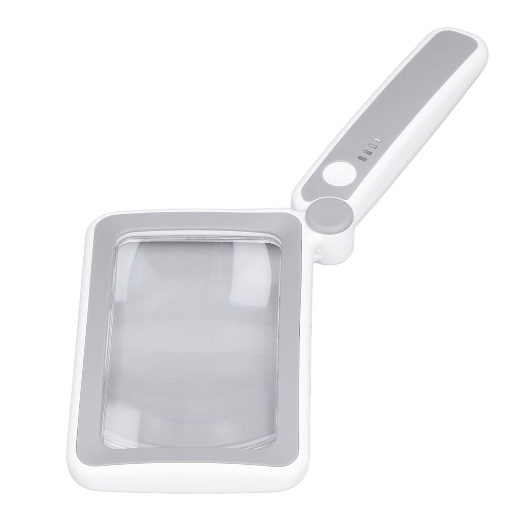 Handheld Magnifying Glass 4x Magenification 10 LED Lights 3 Levels Adjustable Rechargeable Rectangle Reading Magnifier