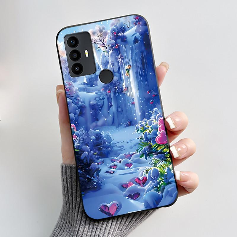 Cute Case For TCL 30 SE Protective Cover For TCL 30E Funda For TCL 306 305 Printing Shell Soft Silicone Cartoon Black Casing