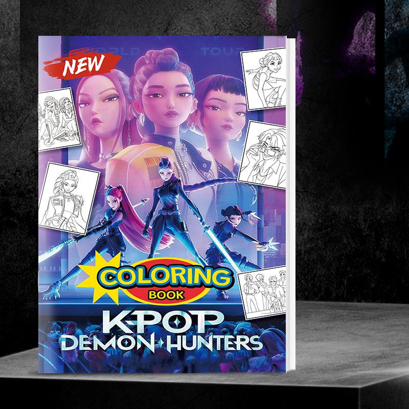 Страница 56 Kpop Охотники на демонов Аниме Раскраска Милый контурный рисунок Книжка-раскраска для детей Идеальный подарок для фанатов