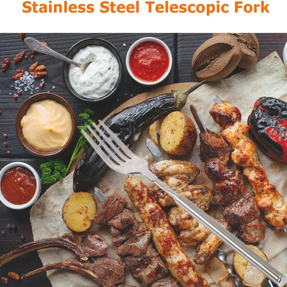 Fruit Dinner BBQ Extendable Fork Stainless Steel Meat Fork Cutlery Forks