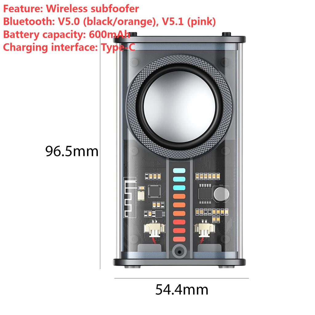 K07/K08/V8 Transparent Mecha Wireless Bluetooth Speaker Sound Light Rhythm Subwoofer TWS Stereo Music Center Hands-free Call