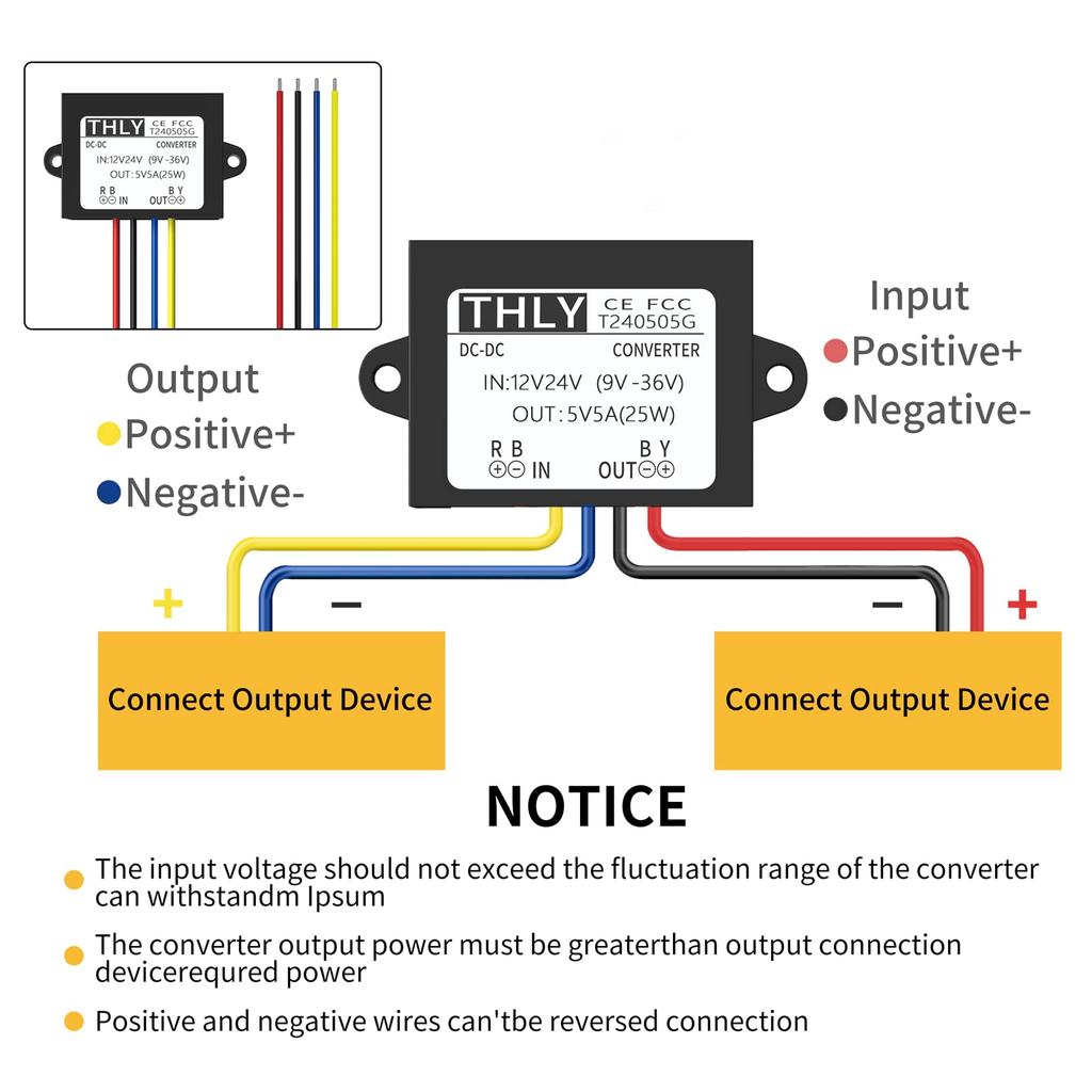 DC Buck 24V 12V to 5V Converter DC 8A 40W New Upgraded Isolated Voltage Reducer for Car Solar Golf and LED Lights Converter, Step-Down (Accepts 9-36V