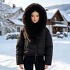 Winter new women's short fashion feather cotton clothes oversized anti-fox fur collar jacket women