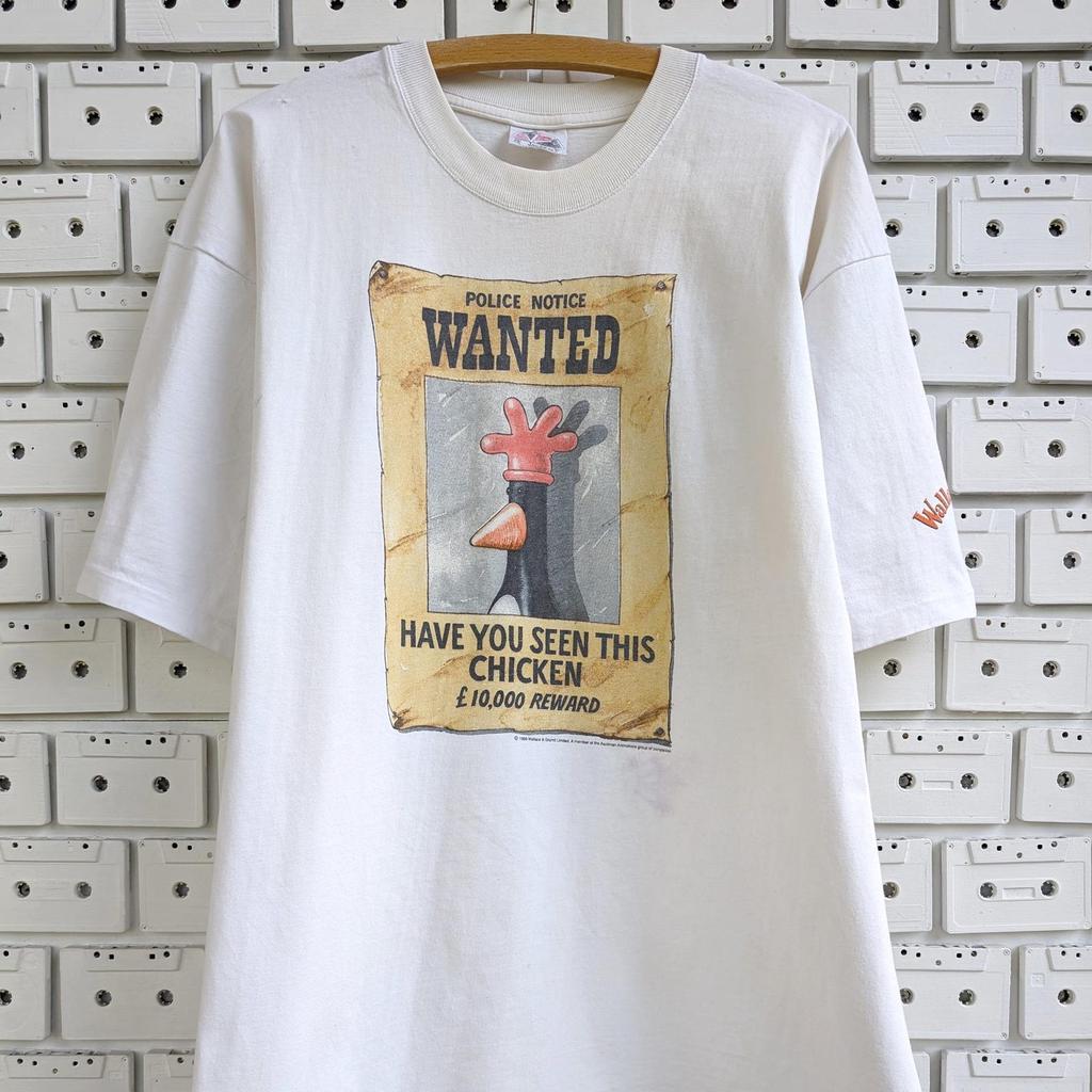Vintage 1989 Wallace and Gromit T-Shirt Feathers McGraw British Claymation Cartoon Comedy Adventure Film Merch Tee Size XL