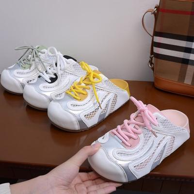 Маффины толстоподошвенные сетчатая поверхность дышащая сумка голова полутапочки женские летние новые сандалии на одной педали ленивые уродливые милые