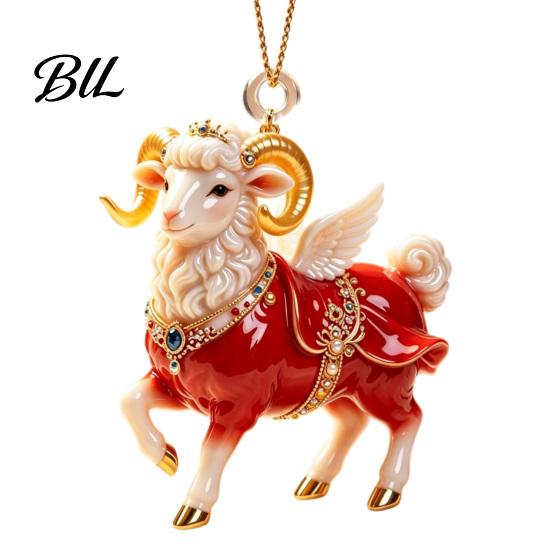 Indoor Holiday Decorations 2D Flat Christmas Sheep Hanging Ornament with Lanyard, Acrylic Seasonal Party Favors Tree Pendant for Home Festive