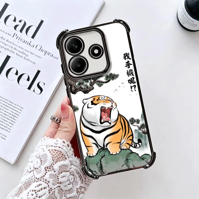 Мультяшный Толстый Тигр Смешной Покрытие Чехол Для Телефона Для Xiaomi Redmi Note 14 15 Pro Plus 13 12 11 11S 11T 10 9S 9 5G Противоударный Подушка Безопасности Co