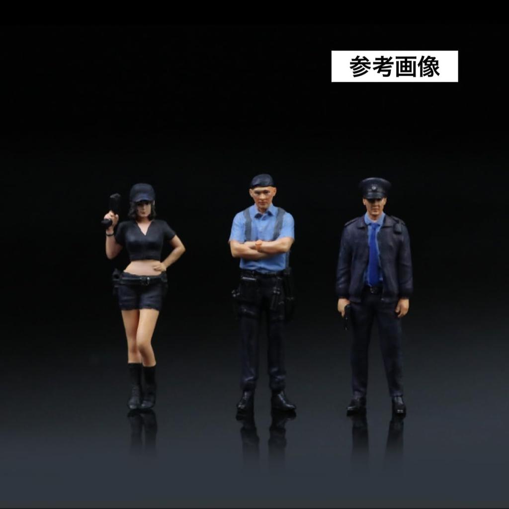 Moreart 1/64 Scale Miniature Figure Police Set MO223036 Model Girl Campaign Girl Model Diorama Miniature Car [Parallel Import]