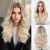 Ombre Blonde Synthetic Wigs Long Wavy Wig Natural Middle Part Hair for Daily Party High Temperature Soft Wig