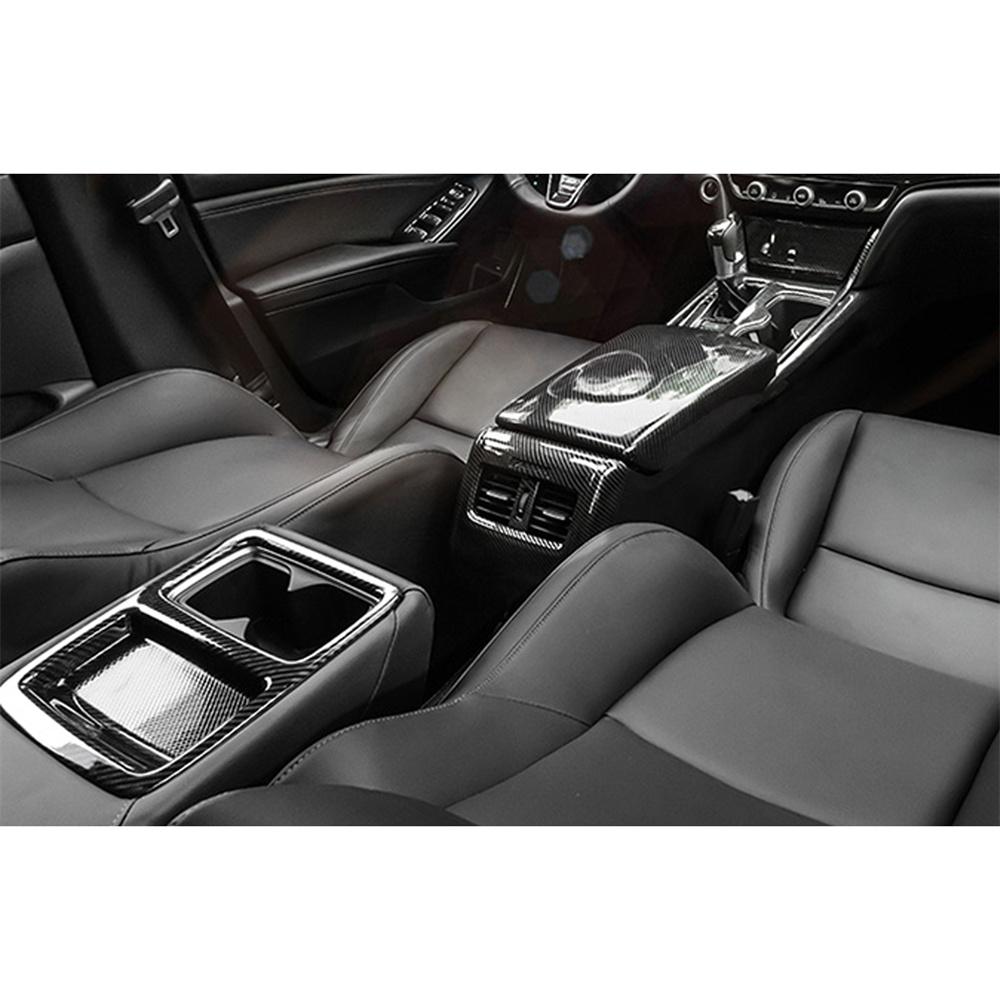 Carbon Fiber Look Car Rear Water Cup Holder Panel Cover For Honda Accord 2018-22