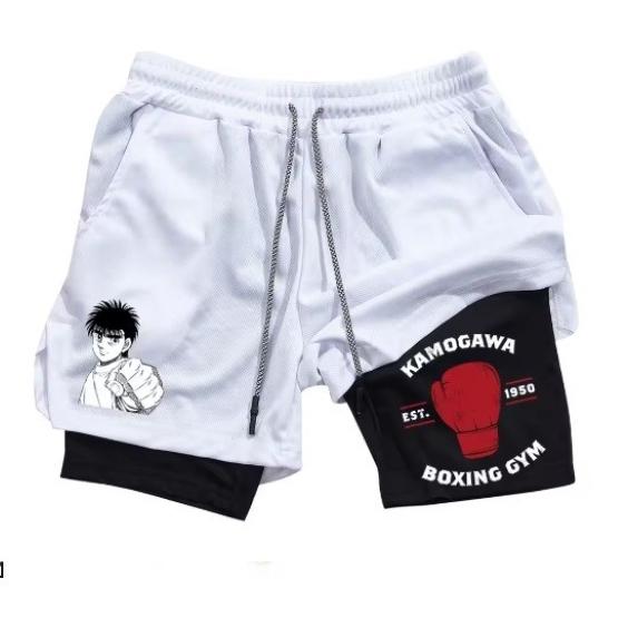 Anime IPPO Muay Thai Kick Boxing UFC MMA Mixed Marcial Art Shorts Anime Men Women Unisex Double Layer Quick Dry Breathable Sport Gym Fitness Workout
