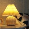 LED Fabric Pleated Lampshade Retro Rattan Strip USB Bedroom Bedside Lamp Desk Lamp Indoor Home Decoration Lighting Fixture