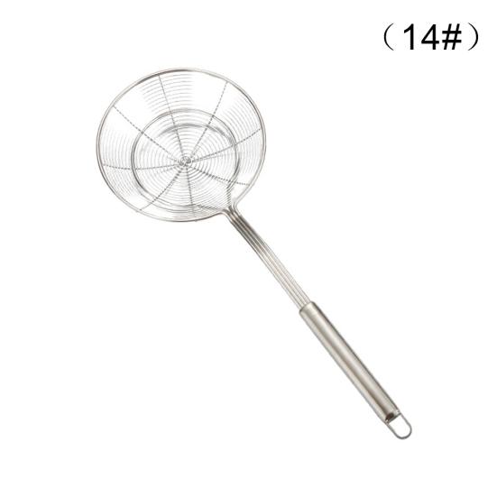 Дуршлаг с длинной ручкой, круглый пищевой фильтр из нержавеющей стали, жареный сетчатый фильтр