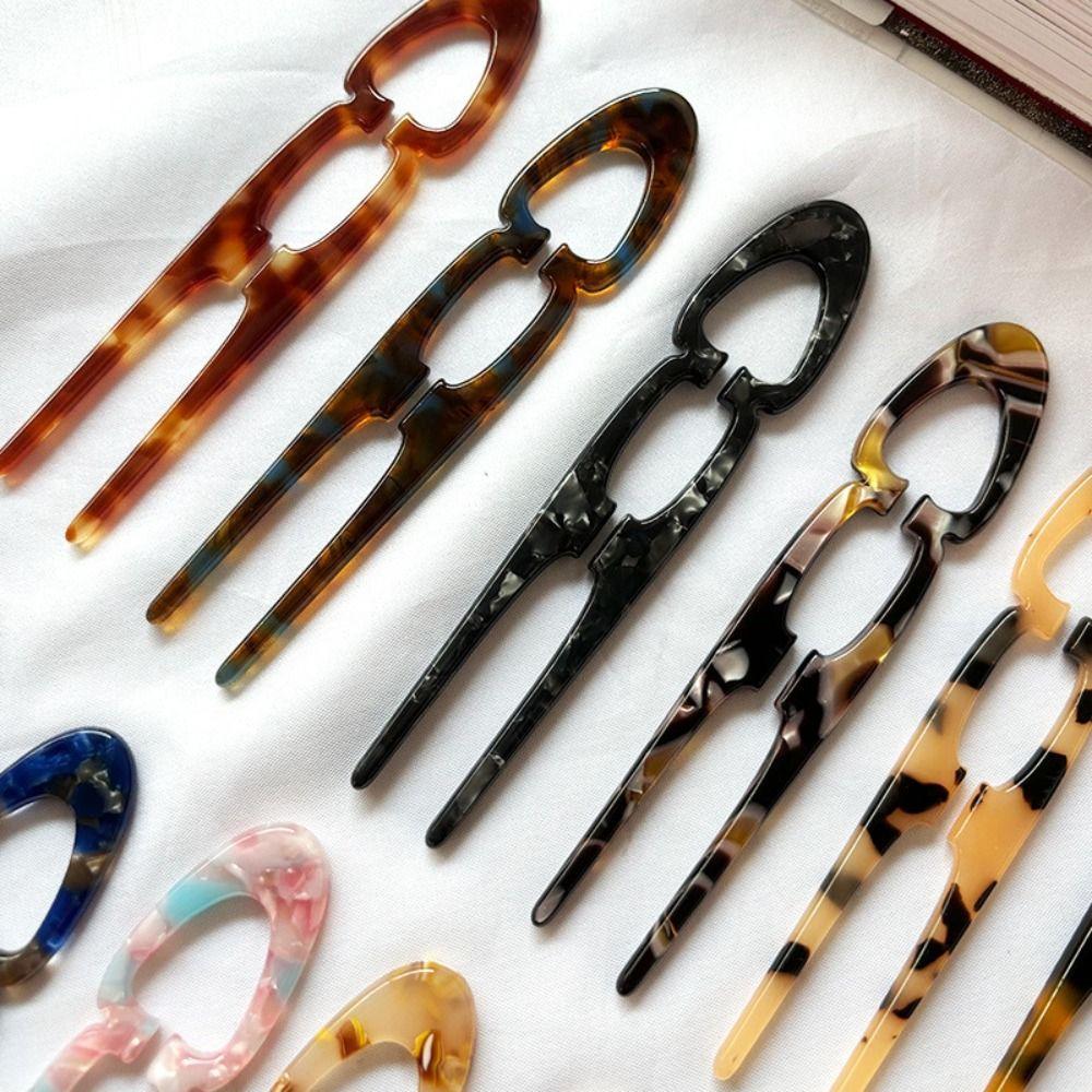 Acetate Hair Sticks U-Shaped Bun Hairpin Sweet Meatball Head Hairclip  For Woman Girl