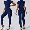 Womens Seamless Zipper Front Yoga Jumpsuit Quick Dry Stretchy Activewear Gym Running Outdoor Fitness