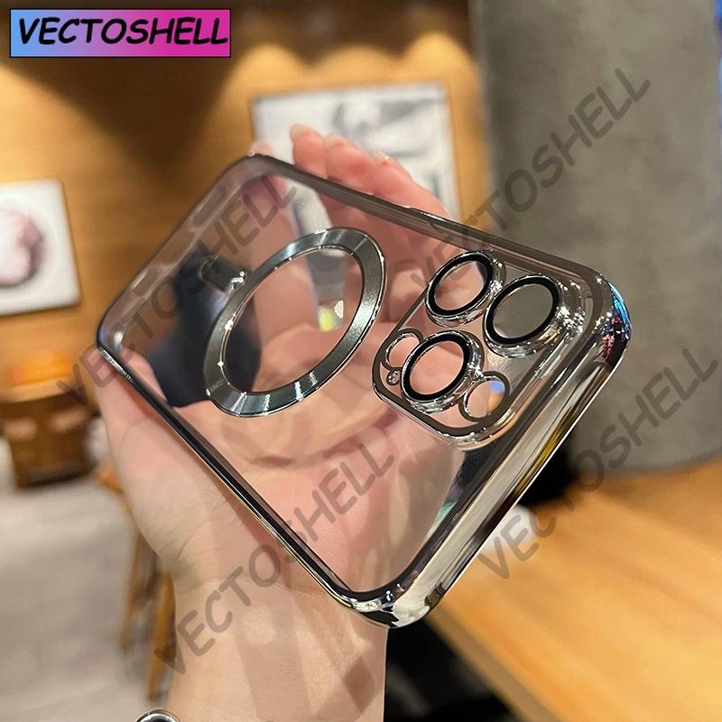 Luxury Transparent Magsafe Wireless Charging Case For iPhone 15 14 13 12 11 16 Pro Max Plus X Xs Max XR Magnetic Silicone Cover