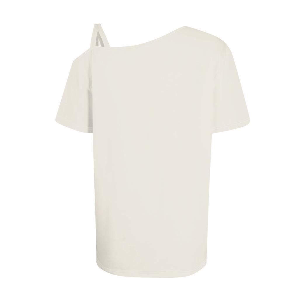 Women's Fashion Casual Print Sexy Cold Shoulder Short Sleeve T-shirt Top