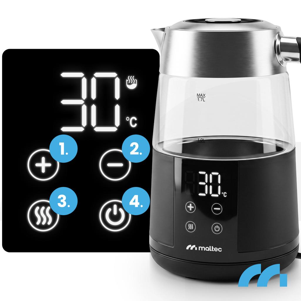 Maltec Boily5000-Bl 1.7L 2200W Electric Glass Kettle