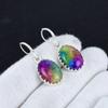 Серьги из натурального радужного солнечного кварца с драгоценными камнями из стерлингового серебра 925 пробы, серьги-подвески из серебра в стиле бохо, подарки на годовщину, подарки для нее