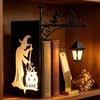 Gothic Iron Witch Bookshelf Lamp Black Metal Mini Shelf Lamp  Gift for Book Lovers