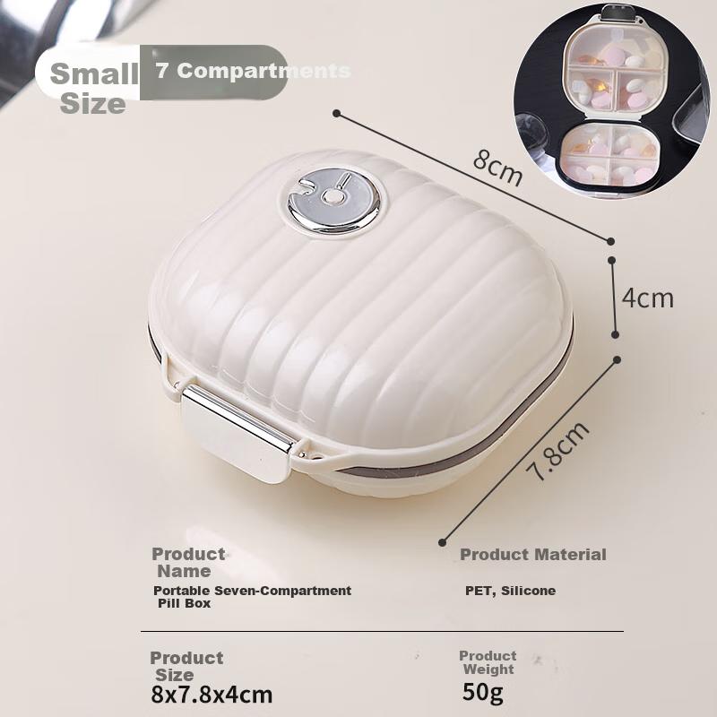 Daisy Leaf Portable Pill Organizer Box, Weekly Seven-Day Pill Reminder Box for Elderly Medication Management