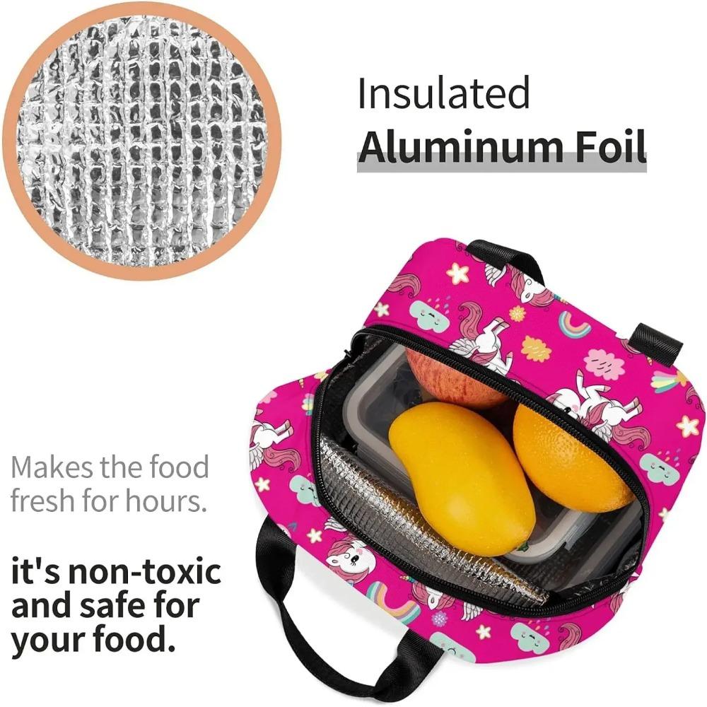 Сумка-термос для ланча с карманом спереди, многоразовая сумка-холодильник для бенто на молнии для женщин, девочек, работы, школы, путешествий, пикника