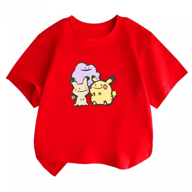 Potdemiel Summer New Pikachu Childrens Pure Cotton TShirt Comfortable and Breathable Suitable for Both Boys and Girls