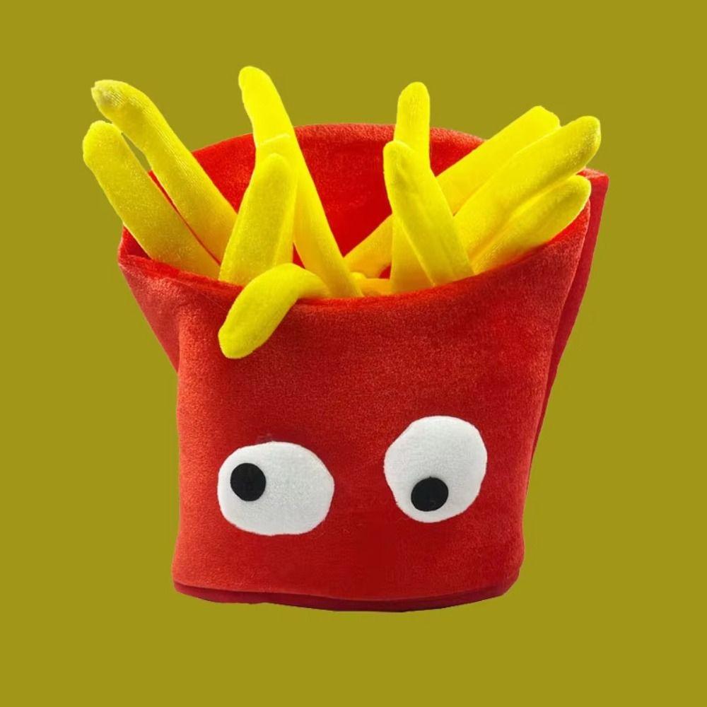 Cartoon Decorative Fries Hat Cute Halloween Cap Beach Cap Plush Toys Caps Cosplay