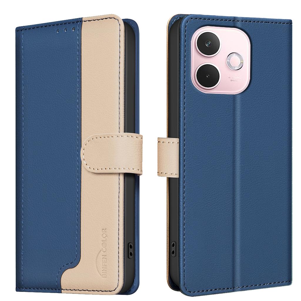 BINFEN COLOR BF33 For Oppo A5 Pro 5G Leather Case Splicing Color RFID Blocking Wallet Stand Phone Cover