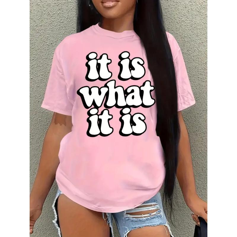 Polyester 100% Holiday T-shirt Featuring Round-neck Short-sleeved Women's Tops with European and American Summer
