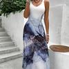 Женское летнее повседневное безрукавное повседневное элегантное праздничное платье с принтом