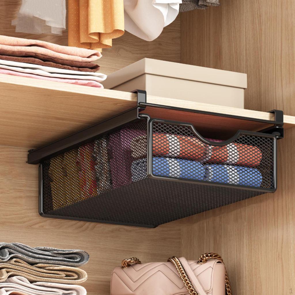 Подвесной выдвижной ящик, Компактный органайзер для хранения из проволочной сетки, экономящий место, для спальни, кухни