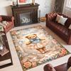 Teddy Bear Theme Crystal Velvet Rug Personalized Custom Name Text Soft Floor Mat Home Decor