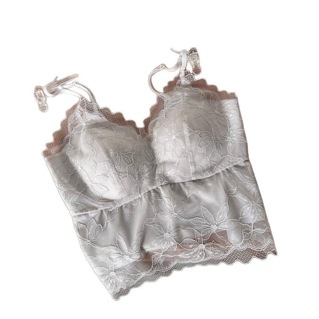 Кружевной топ-майка Ya Shuang с французской вышивкой, с фиксированными чашками и вкладышами - Универсальный и удобный