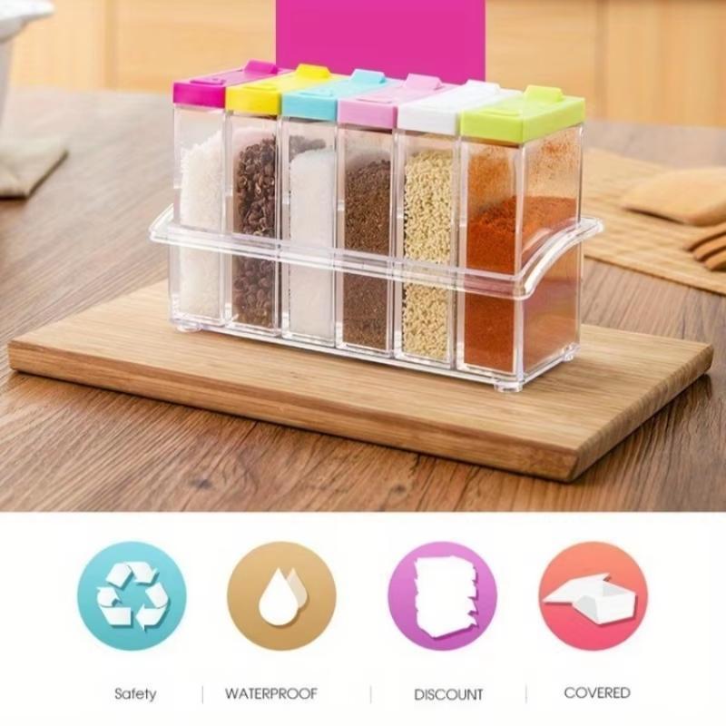 Набор баночек для специй 6 шт./набор Кухонная коробка для приправ Прозрачные ПП бутылочки-баночки для хранения специй Соль Перец Порошок кумина Коробка Кухонный инструмент