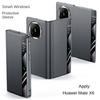 Кожаный чехол-книжка с окном и функцией умного сна для Huawei Mate X6, с подкладкой из флиса, защитная крышка