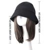 WTB Synthetic Wig Women's Hat Wig One-piece Daily Black Fisherman's Sun Protection Hat Straight Hair Wig Hat Wig Party Wig