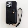 For iPhone 15 Pro Case Multi-Functional Card Slots Leather Back Cover with Wrist Strap
