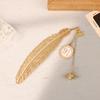 Vintage Metal Feather Bookmark With Golden Wings Spherical Charm For Book Lovers Reading Gifts
