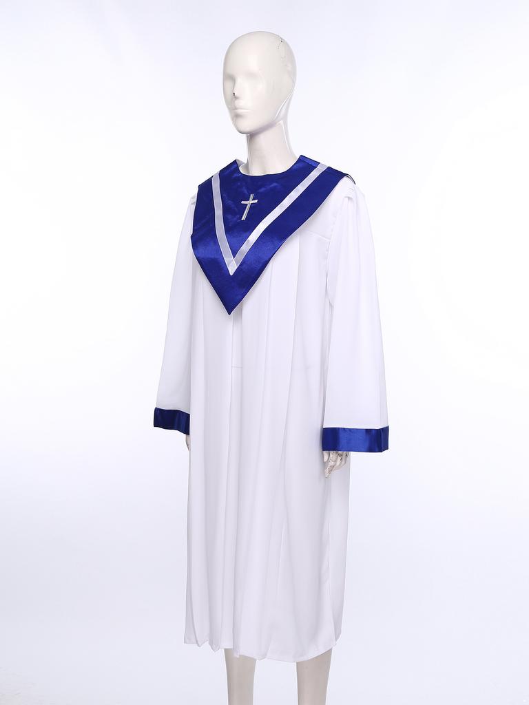 Unisex Adult S-3XL Choir Performance Gown Church Chorus Robe with V-Shape Stole for Women Men