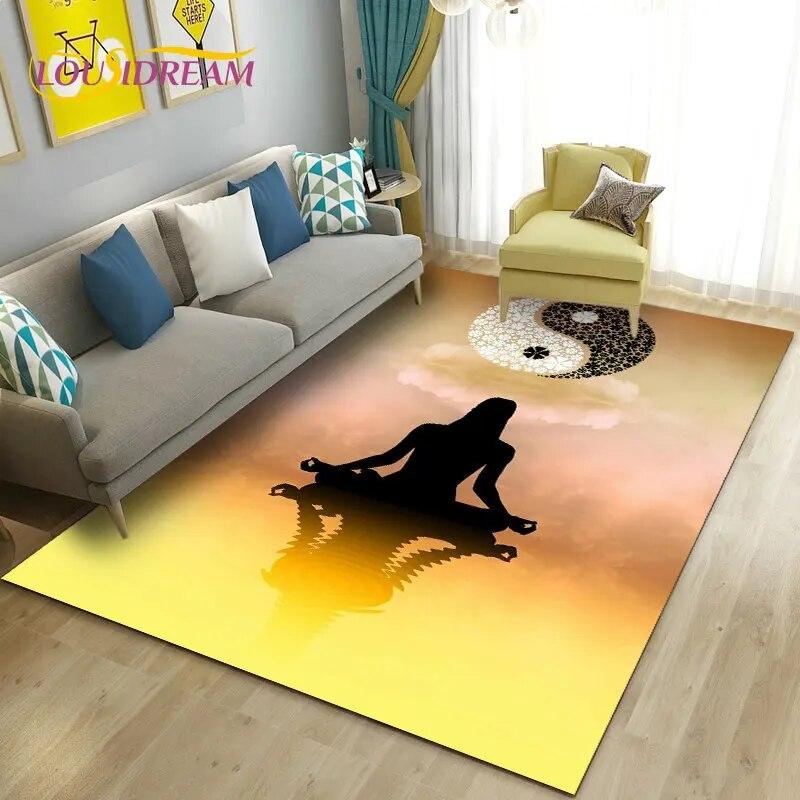 Радуга 7 Чакра Мандала Богемия Коврик, Коврик для гостиной Спальня Диван Коврик Украшение, Нескользящий коврик для йоги