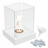 Tabletop Bioethanol Fireplace TANGO4 TÜV White with Decorative Stones