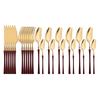 24Pcs Red Gold Matte Dinnerware Set 304 Stainless Steel Wedding Flatware Cutlery Set Western Tableware Fork Knife Spoon Christmas Gift