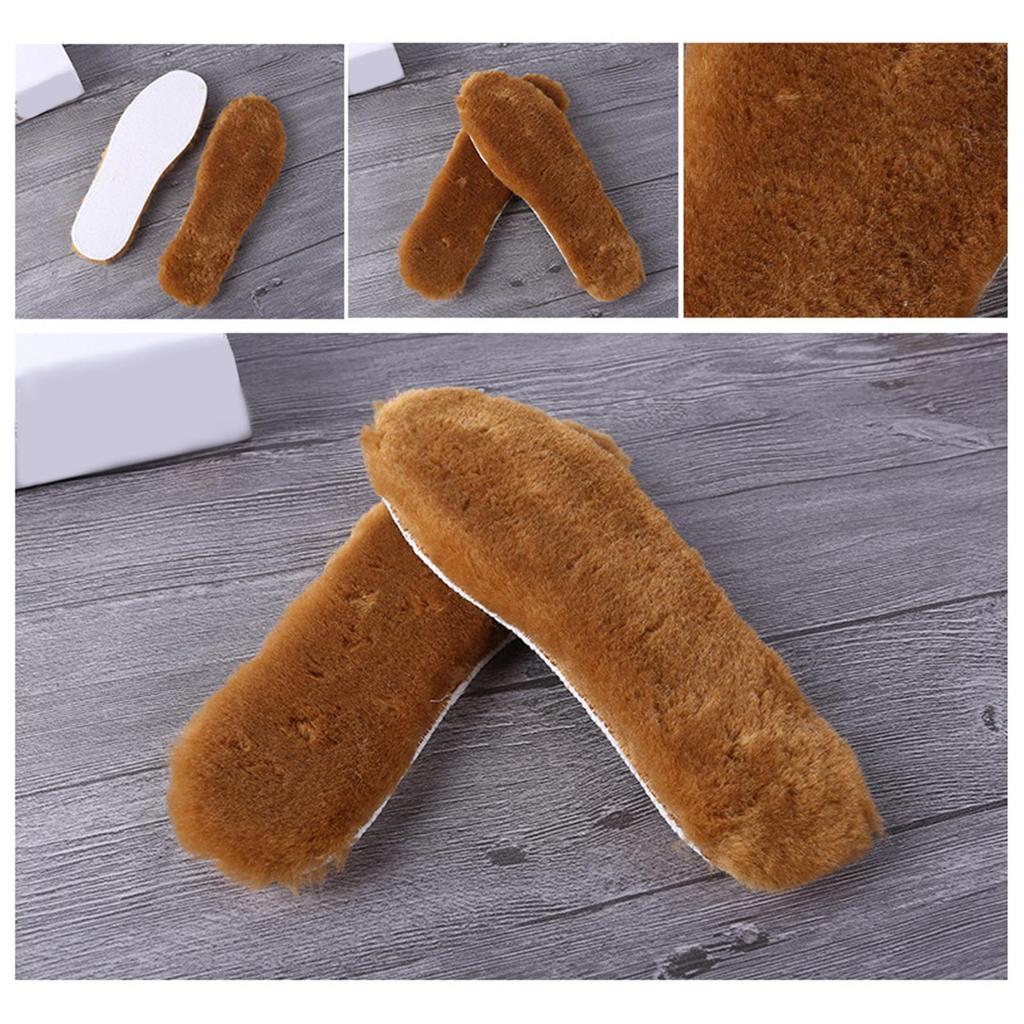 2 Pairs Shoe Insole Insert Fall Winter Warm Thick Fuzzy Wool Blend Soft Cushioning Men Women Snow Boot Inner Sole Foot Pad
