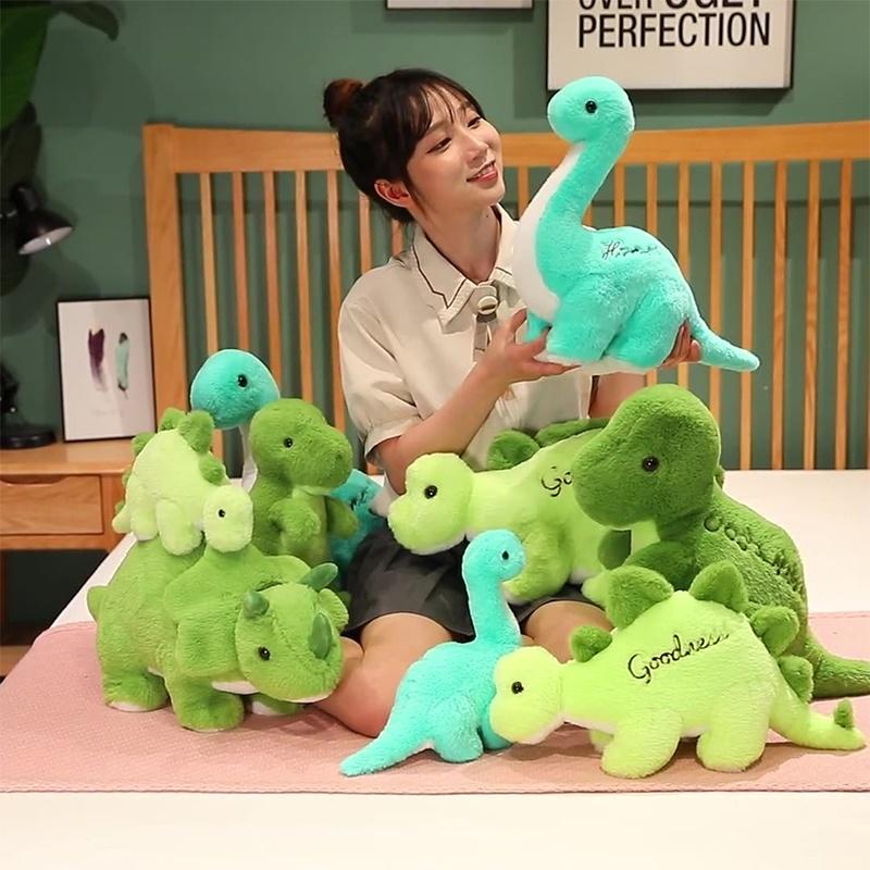Large Size Jurassic Dinosaur Park Plush Toy Green Stegosaurus Triangular Dragon Tyrannosaurus Rex Cartoon Stuffed Animal
