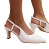 Where's That From Womens/Ladies Milos Pointed Patent Leather Sling Back Low Heel Sandals