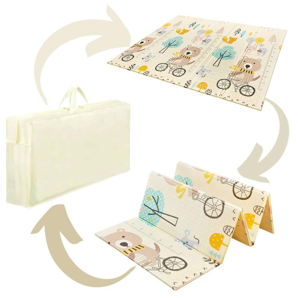 Складной коврик из пены 10 мм "Мишка на велосипеде" 200 х 180 см